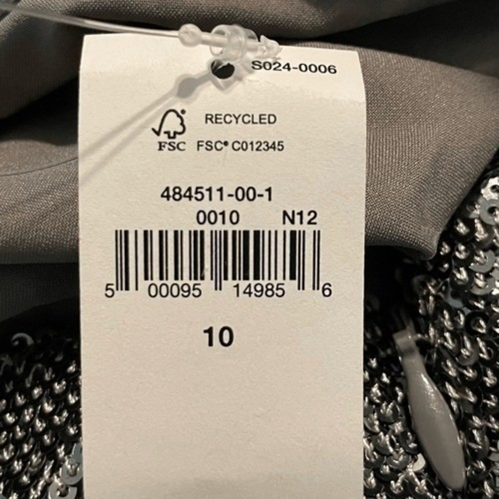 Gap‎ Silver Recycled Sequin Metallic Mini Skirt Grey Zipper Closure 10 - Picture 9 of 9